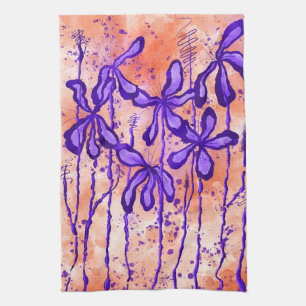 Inkalte Blume Tropischer Himmel Lila Lilien Geschirrtuch