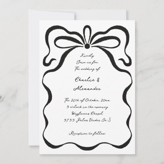 Inkalte Ribbons und Bow Einladung (Vorderseite)