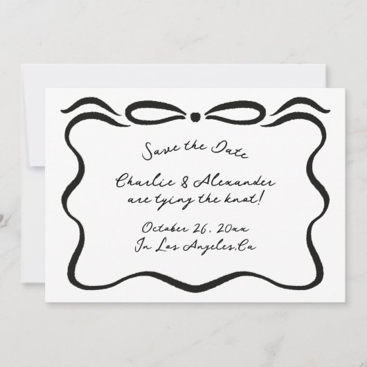 Inkalte Ribbons und Bow Save The Date (Vorderseite)