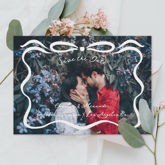 Inkalte Ribbons und Foto aus Bow Save The Date