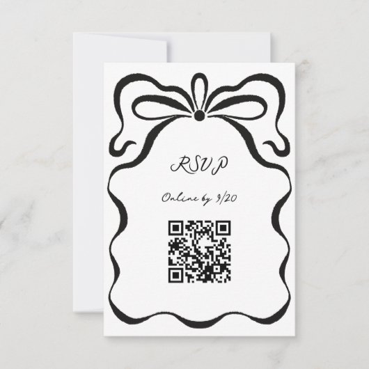 Inkalte Ribbons und QR-Code für Bow RSVP Karte (Vorderseite)