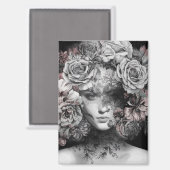 Inked Blooms: A Tapestry of Surrealität Magnet (Vorderseite/Rückseite)