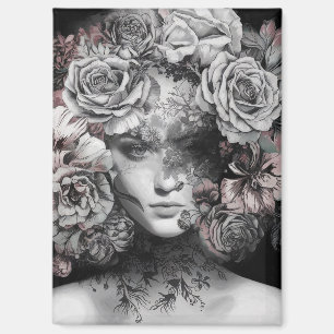 Inked Blooms: A Tapestry of Surrealität Magnet