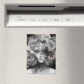 Inked Blooms: A Tapestry of Surrealität Magnet (In Situ (Geschirrspüler))