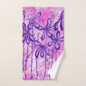 Inked Lilies Pink Sky Badhandtuch Set (Handtuch)