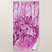 Inked Lilies Pink Sky Strandtuch (Vorderseite)