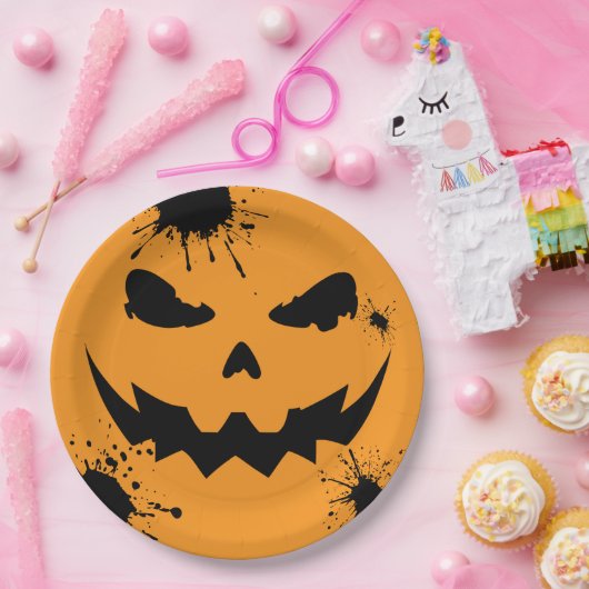Inked Pumpkin Pappteller (Party)