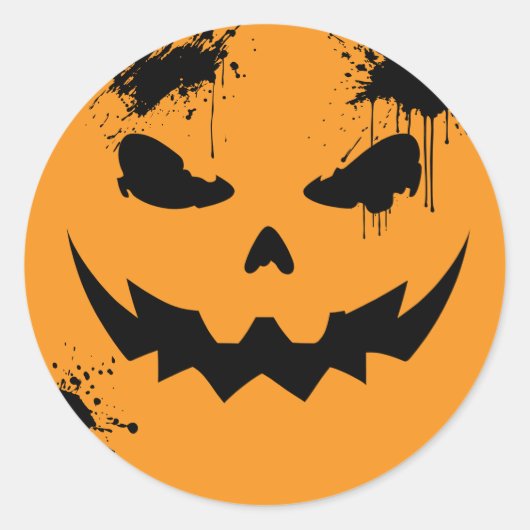 inked Pumpkin Runder Aufkleber (Vorderseite)