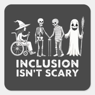 Inklusion ist kein beängstigender Skelettlehrer Quadratischer Aufkleber