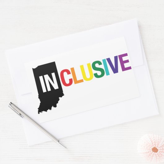Inklusive Indiana | Aufkleber, Regenbogen Rechteckiger Aufkleber (Umschlag)
