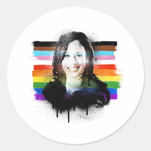 Inklusive Kamala Harris Pride Graffiti Runder Aufkleber (Vorderseite)
