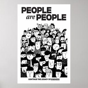 Inklusive Menschenmenge Kunstprint Schwarz und Wei Poster