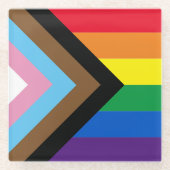 Inklusive Regenbogen Lgbtq Gay Diversity-Flagge Glasuntersetzer (Vorderseite)