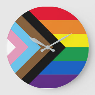 Inklusive Regenbogen Lgbtq Gay Diversity-Flagge Große Wanduhr