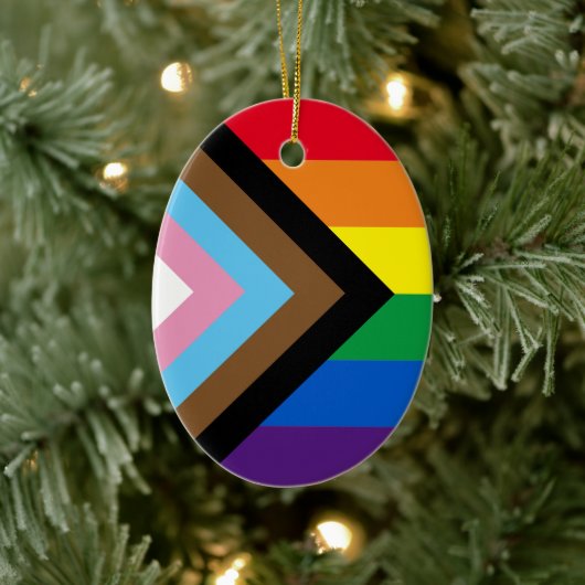 Inklusive Regenbogen Lgbtq Gay Diversity-Flagge Keramik Ornament (Baum)