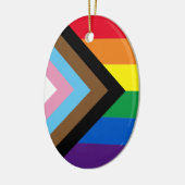Inklusive Regenbogen Lgbtq Gay Diversity-Flagge Keramik Ornament (Links)