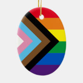 Inklusive Regenbogen Lgbtq Gay Diversity-Flagge Keramik Ornament (Hinten)