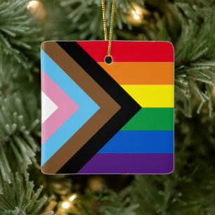 Inklusive Regenbogen Lgbtq Gay Diversity-Flagge Keramikornament