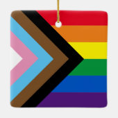 Inklusive Regenbogen Lgbtq Gay Diversity-Flagge Keramikornament (Rückseite)
