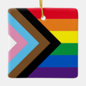 Inklusive Regenbogen Lgbtq Gay Diversity-Flagge Keramikornament (Vorderseite)