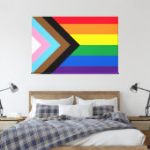 Inklusive Regenbogen Lgbtq Gay Diversity-Flagge Leinwanddruck (Insitu (Schlafzimmer))