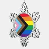 Inklusive Regenbogen Lgbtq Gay Diversity-Flagge Schneeflocken Zinn-Ornament (Rechts)