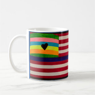 Inklusive Tasse unter amerikanischer Flagge