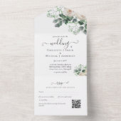 Inklusive White Roses Sage Blätter Hochzeit RSVP All In One Einladung (Innen)