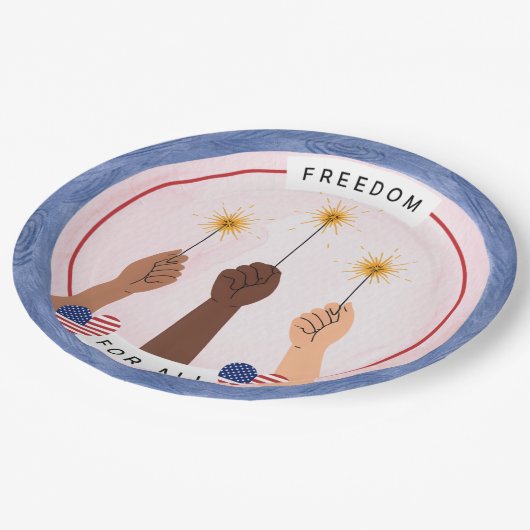 Inklusiver Amerikanische Unabhängigkeitstag - Frei Pappteller (Schrägansicht)