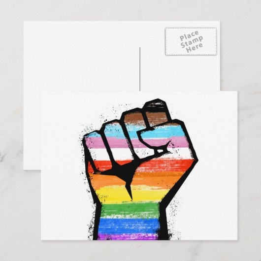Inklusiver Progress Pride Faust Postkarte (Vorne/Hinten)