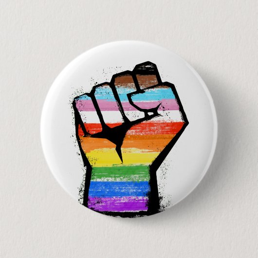 Inklusiver Progress Pride Fist Button (Vorderseite)