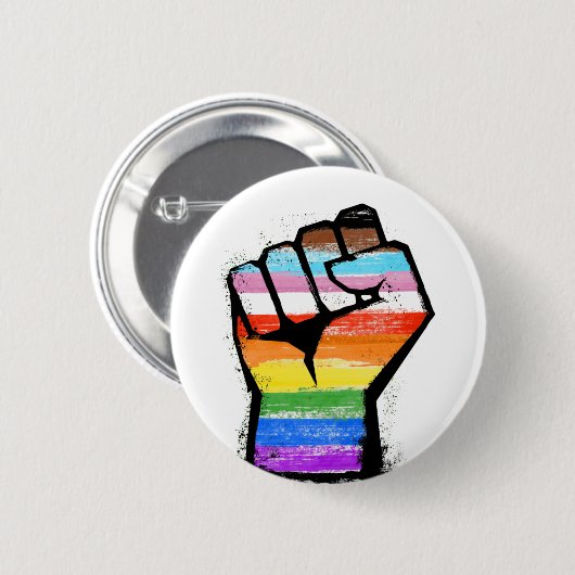Inklusiver Progress Pride Fist Button (Vorne & Hinten)