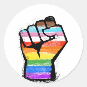 Inklusiver Progress Pride Fist Runder Aufkleber