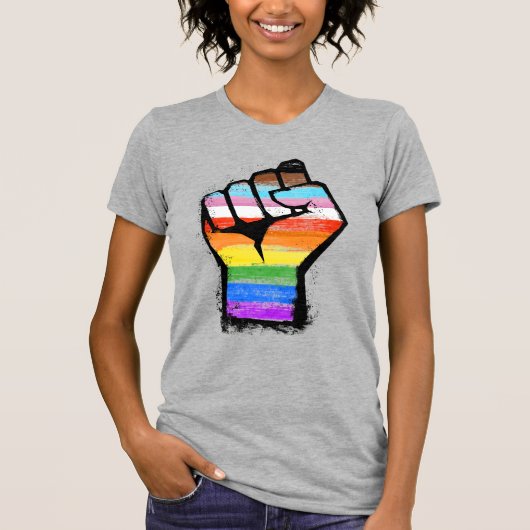 Inklusiver Progress Pride Fist T-Shirt (Vorderseite)