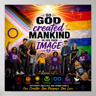 Inklusives christliches Imago Dei-Behindertenstolz Poster