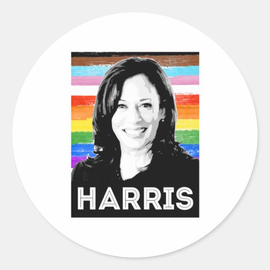 Inklusives Harris Pride Poster Runder Aufkleber (Vorderseite)