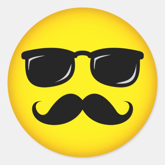 Inkognito-gelber Schnurrbart Runder Aufkleber (Vorderseite)