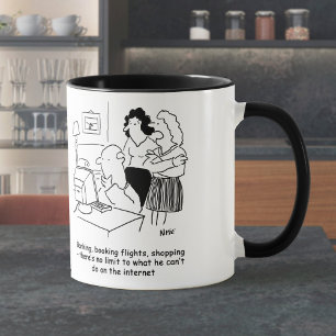 Inkompetenter Mann am Computer Tasse