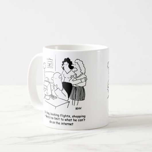 Inkompetenter Mensch am Computer Kaffeetasse (Vorderseite Links)