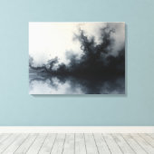 Inkstorm – Monochrome Abstract Fluid Art 24"x18" Leinwanddruck (Insitu (Holzboden))