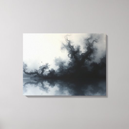 Inkstorm – Monochrome Abstract Fluid Art 24"x18" Leinwanddruck (Vorderseite)
