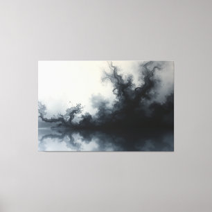 Inkstorm – monochrome abstrakte Fluidkunst 152cm x Leinwanddruck