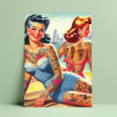 Inkte Strandmädchen Postkarte