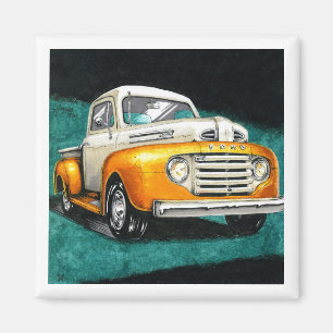 Inktober 2018 Tag 16 - Klassischer LKW der 1950er Magnet