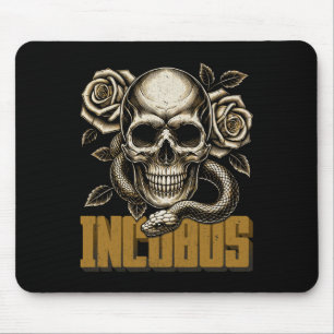 Inkubus Schädel und Schlangen mit Rose dunkel Vint Mousepad
