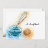 Inkwell und Feather Quill Stationierung Dankeskarte (Vorne/Hinten)