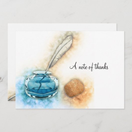 Inkwell und Feather Quill Stationierung Dankeskarte (Vorne/Hinten)
