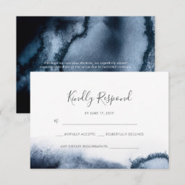 Inky Black Watercolor RSVP-Karten Einladung