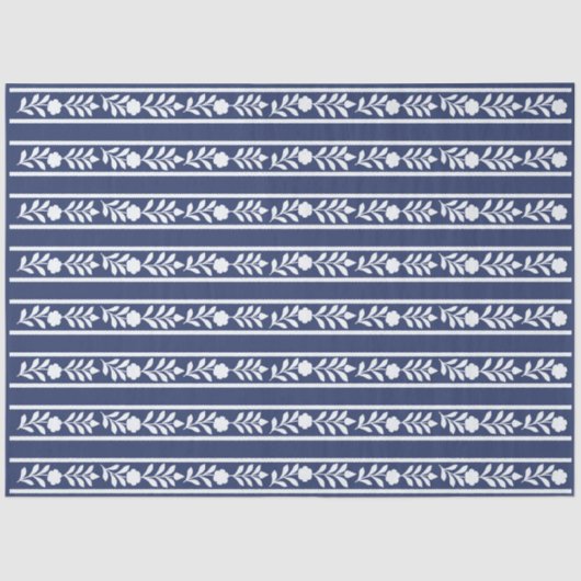 Inky Blue 1 Bone Inlay Floral Border Decoupage  Seidenpapier (Vorderseite)