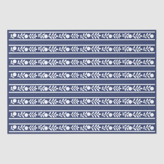 Inky Blue 1 Bone Inlay Floral Border Decoupage  Seidenpapier (Vorderseite)